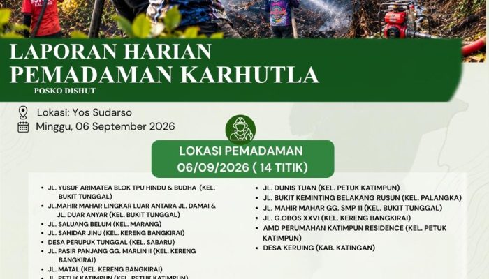 Karhutla di Kalteng Dipadamkan pada Empat Belas Titik Lokasi