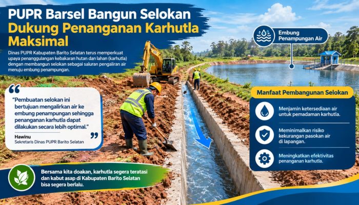 Embung Karhutla Barsel Diperkuat Dengan Saluran Air Baru